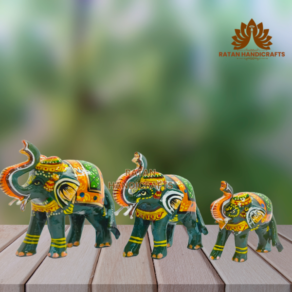 Wooden Showpiece Elephant Statue Set |Elephant Figurine| Home Accent | Room Decor| Showpiece | for Decoration and Gift Purpose for Enhance Home Decor - (Set of 3) - Image 3