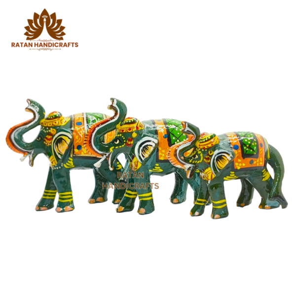 Wooden Showpiece Elephant Statue Set |Elephant Figurine| Home Accent | Room Decor| Showpiece | for Decoration and Gift Purpose for Enhance Home Decor - (Set of 3) - Image 6
