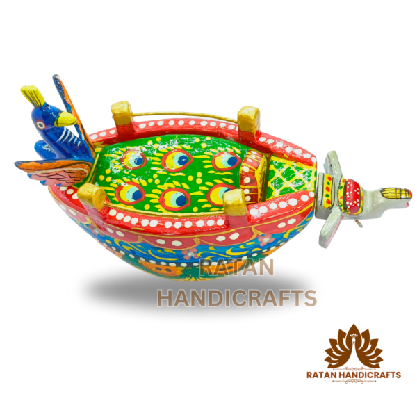 Lacquer Wooden Boat Or Handmade Handpainted Handicraft Nauka Vihar Naav for Home Decor Collectible Showpiece from Varanasi Karigar - Image 8